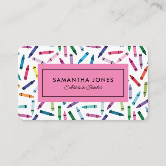 Carte De Visite Crayons éparés Substitut Enseignant Coordonnées (Devant)