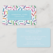 Carte De Visite Crayons éparpillés Coordonnées du professeur rempl (Devant / Derrière)