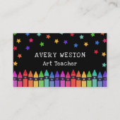 Carte De Visite Crayons noirs et étoiles Enseignant Gardergarten T (Devant)