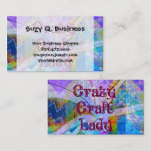 Carte De Visite Crazy Craft Bleu Bleu Papillon pourpre Chevron Col (Devant / Derrière)