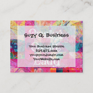 Carte De Visite Crazy Craft Lady Colorful Motif Vibrant Artisanat