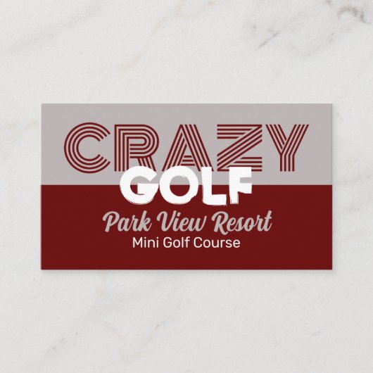 Carte De Visite Crazy Golf Slogan, Mini Golf Course Publicité (Devant)