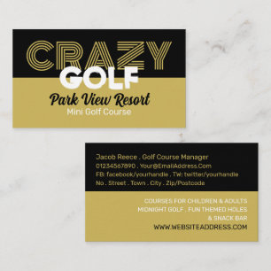 Carte De Visite Crazy Golf Slogan, Mini Golf Course Publicité