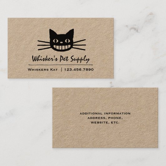 Carte De Visite Crazy Gring Cat | Chat Cheshire Noir (Devant / Derrière)