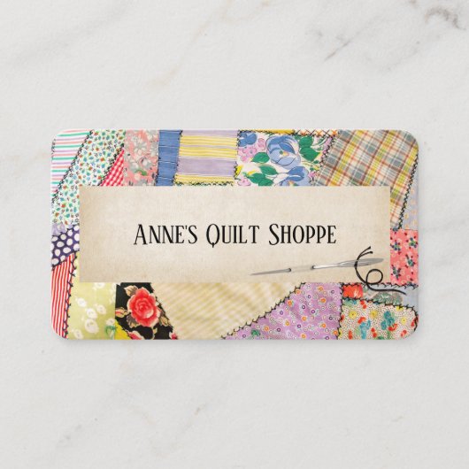 Carte De Visite Crazy Patchwork Quilt Design (Devant)