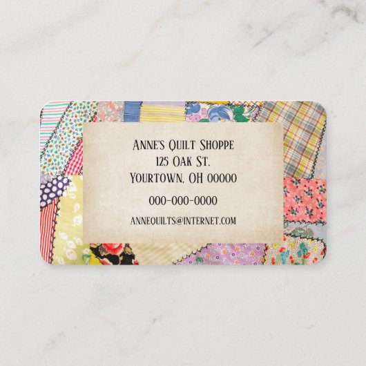 Carte De Visite Crazy Patchwork Quilt Design (Dos)