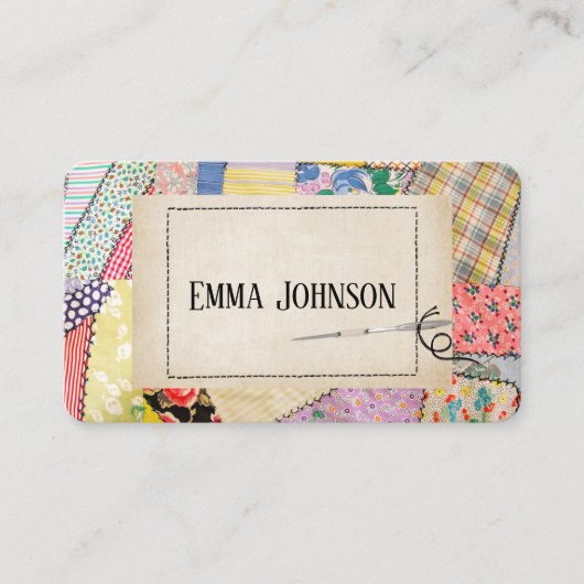 Carte De Visite Crazy Patchwork Quilt Design (Devant)