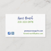 Carte De Visite Crazy Quilt personnalisé (Dos)