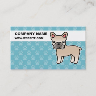 Carte De Visite Cream Cartoon French Bulldog