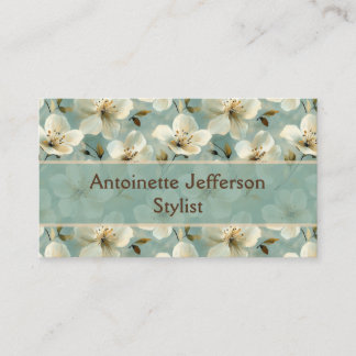 Carte De Visite Cream Dogwood on Sage Floral Stylist Instagram