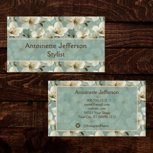 Carte De Visite Cream Dogwood sur Styliste Floral Sage Instagram