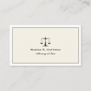 Carte De Visite Cream Frame Attorney Justice Scale Professionnel