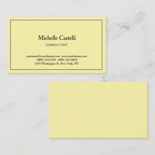 Carte De Visite Cream Premium Linen Professional Unique Classic (Devant / Derrière)