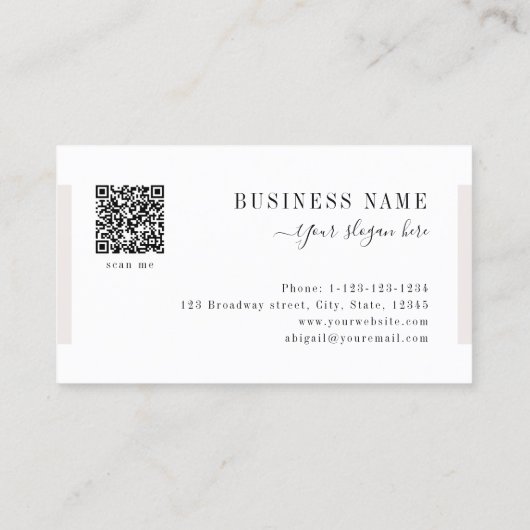 Carte De Visite Cream Simple Script Moderne Luxe Professionnel (Dos)