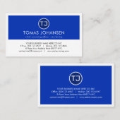 Carte De Visite Create Your Monogram Blue White Layers (Devant / Derrière)