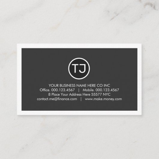 Carte De Visite Create Your Monogram Grey White Layers (Dos)