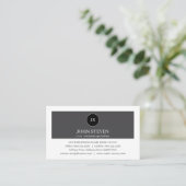 Carte De Visite Create Your Monogram Grey White Layers Modern (Debout devant)