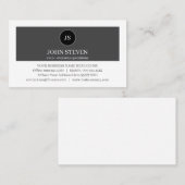 Carte De Visite Create Your Monogram Grey White Layers Modern (Devant / Derrière)
