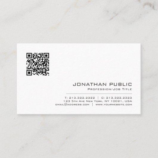 Carte De Visite Create Your Own Elegant Modern Simple QR Code (Devant)
