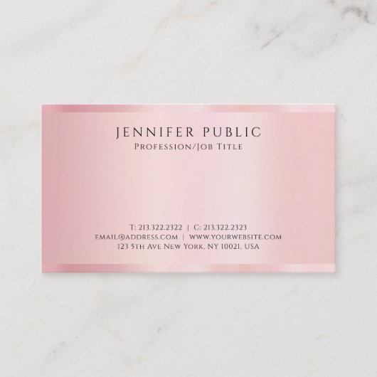 Carte De Visite Create Your Own Rose Gold Professional Luxury (Devant)