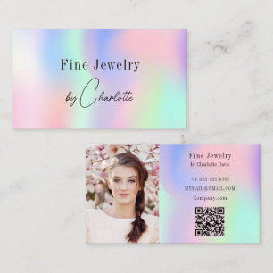 Carte De Visite Créateur de bijoux photo qr code or crème