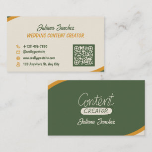Carte De Visite Créateur de contenu de mariage QR affaires sur les