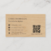 Carte De Visite Créateur de Meubles Bois Code QR Professionnel (Dos)
