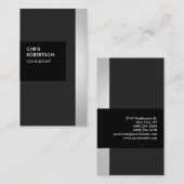 Carte de visite créatif à rayures grises à la mode (Devant / Derrière)