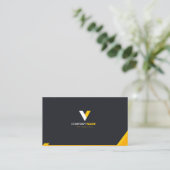Carte De Visite Créatif Abstrait Jaune Élégant (Debout devant)
