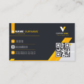 Carte De Visite Créatif Abstrait Jaune Élégant (Dos)