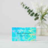 Carte De Visite Créatif Aqua Blue Water Art Rainbow Yoga Enseignan (Debout devant)
