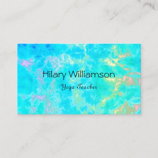 Carte De Visite Créatif Aqua Blue Water Art Rainbow Yoga Enseignan (Devant)
