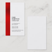 Carte de visite créatif blanc à bande rouge vertic (Devant / Derrière)