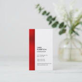Carte de visite créatif blanc à bande rouge vertic (Debout devant)