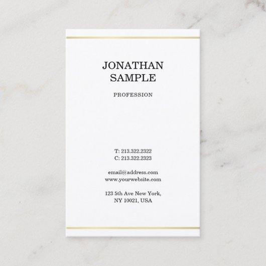 Carte De Visite Créatif Design Simple Moderne Look Tendance Or (Devant)