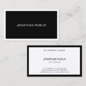 Carte De Visite Créatif moderne noir blanc professionnel élégant (Devant / Derrière)