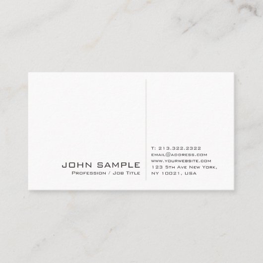Carte De Visite Créatif Moderne Professionnel Simple Blanc Plat (Devant)