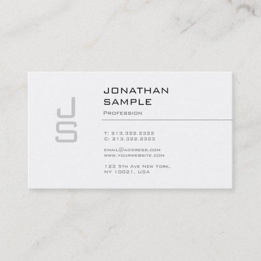 Carte De Visite Créatif Monogramme Design Épuré Tendance Moderne S (Devant)