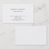 Carte De Visite Créatif Simple Blanc Élégant Stylé (Devant / Derrière)