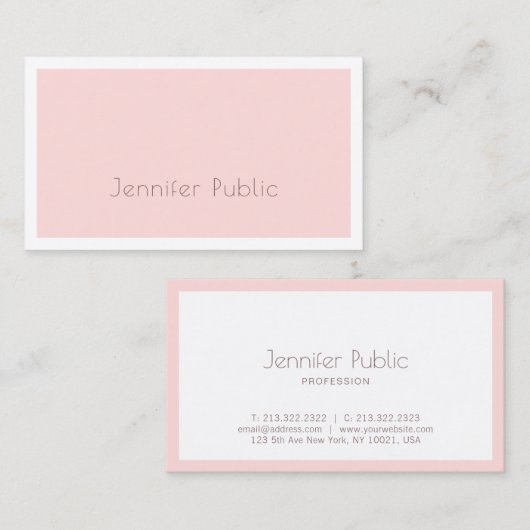Carte De Visite Créatif Simple Clair Rose Clush Luxe Moderne (Devant / Derrière)