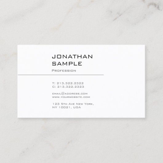 Carte De Visite Créatif Simple Design Graphique Professionnel Uni (Devant)