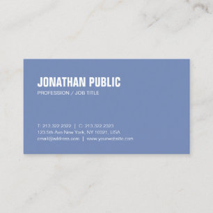 Carte De Visite Créatif tendance Design simple Bleu Plaine Luxe