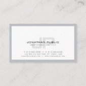 Carte De Visite Créatif tendance Monogramme Plain Professional (Dos)