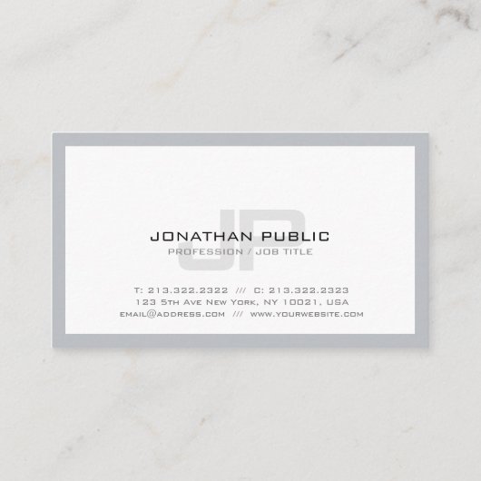 Carte De Visite Créatif tendance Monogramme Plain Professional (Dos)