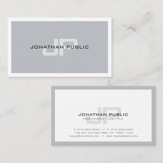 Carte De Visite Créatif tendance Monogramme Plain Professional (Devant / Derrière)