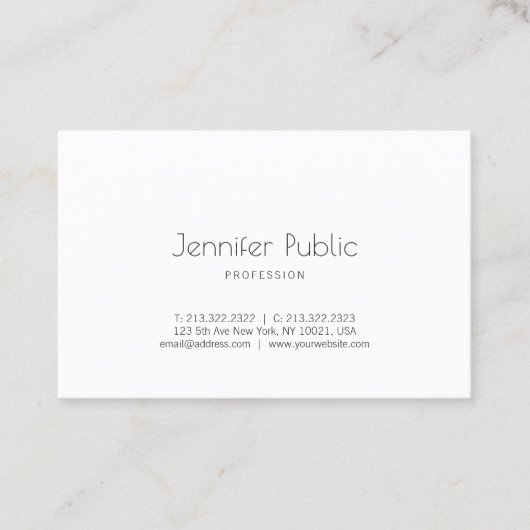 Carte De Visite Créatifs modernes nettoient la plaine blanche à la (Devant)