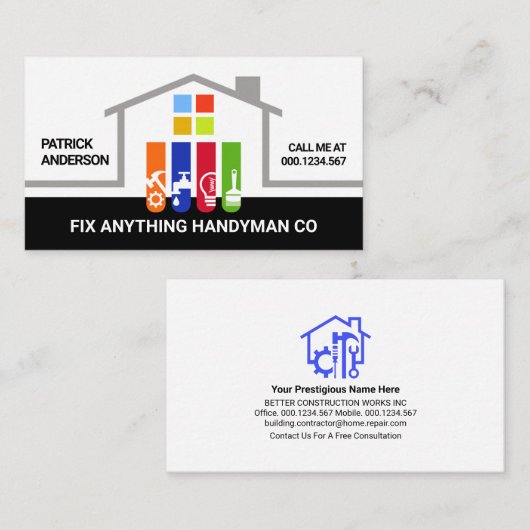Carte De Visite Création de cadre Handyman Tools Foundation (Devant / Derrière)