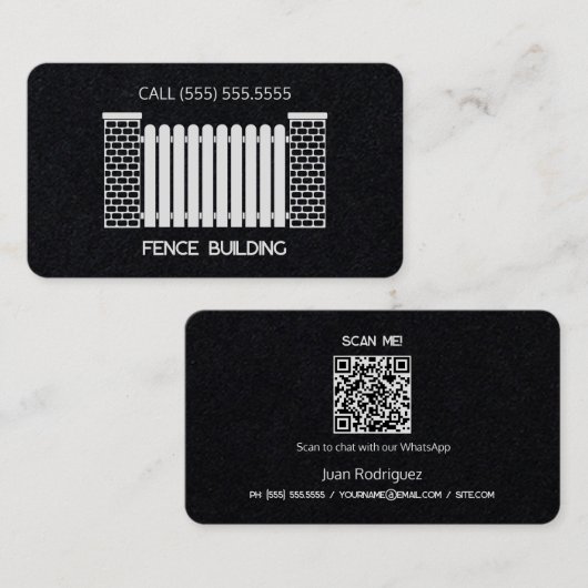 Carte De Visite Création de clôture QR personnalisé (Devant / Derrière)