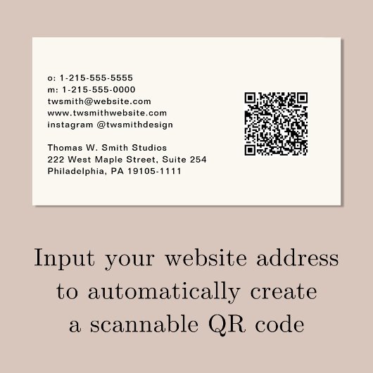 Carte De Visite Création de code QR de script moderne