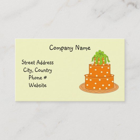 Carte De Visite Création de gâteau moderne à pois orange (Devant)